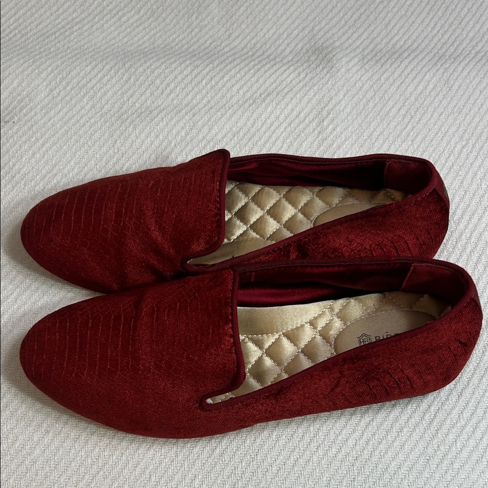 Birdies Burgundy Velvet Loafers